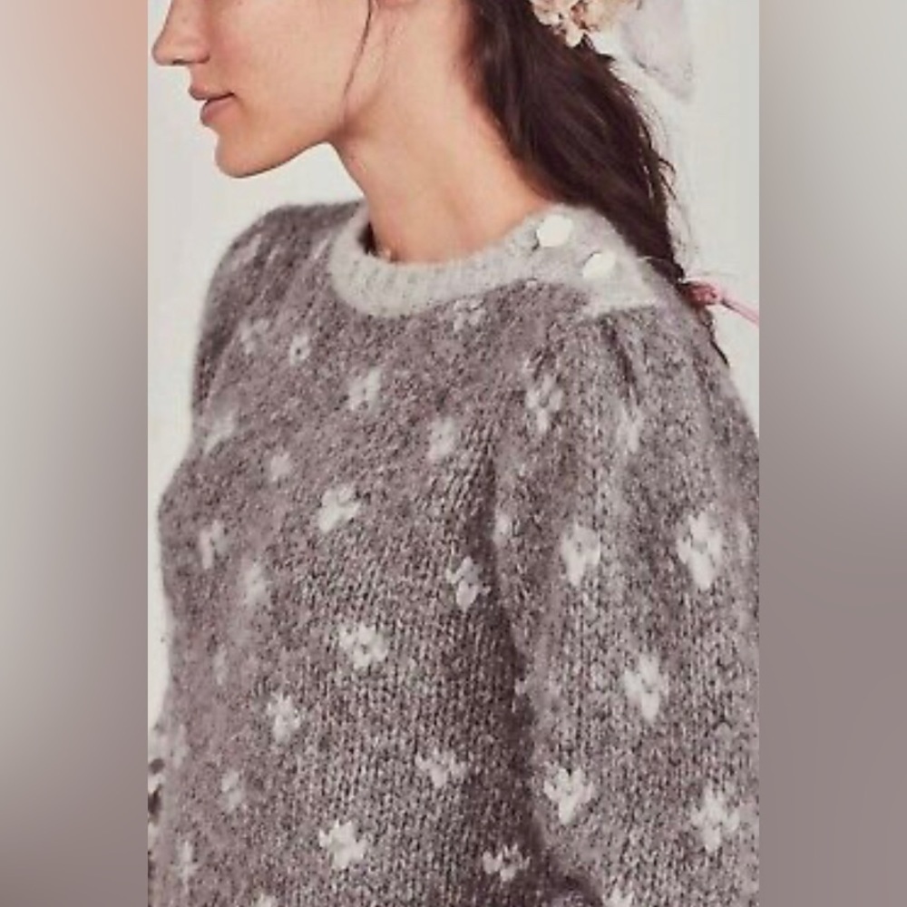 Loveshackfancy Rosie alpaca grey love heart sweater - Picture 2 of 8
